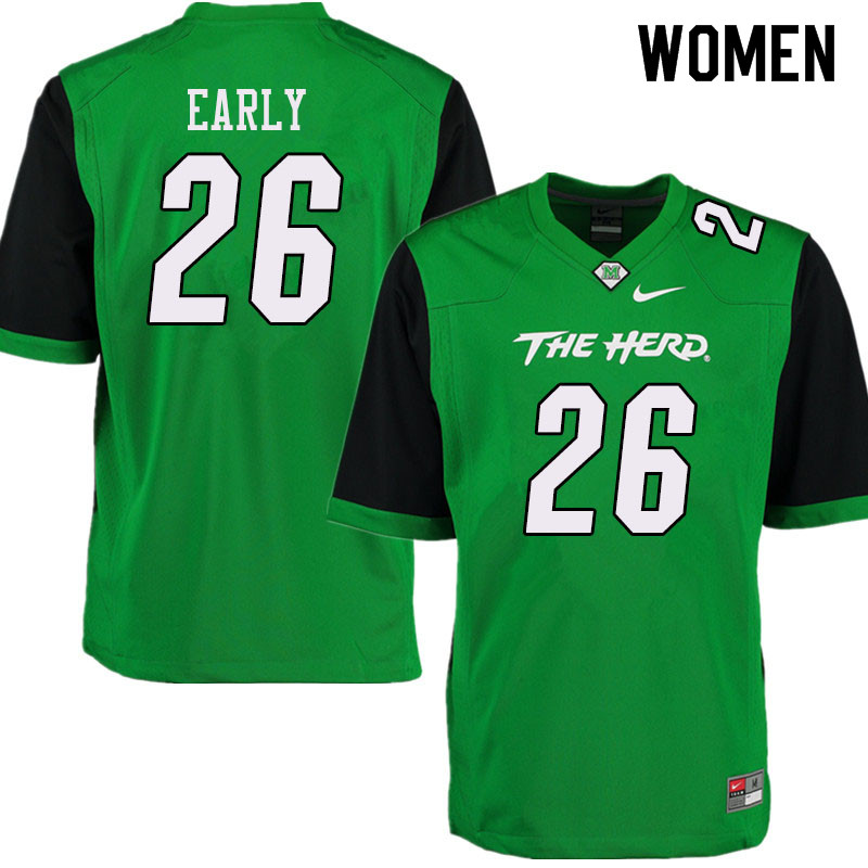 Women #26 Joseph Early Marshall Thundering Herd College Football Jerseys Sale-Green - Click Image to Close